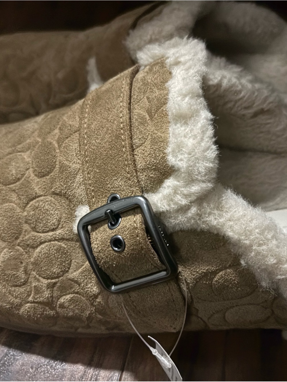 Coach Suede Shearling Clogs in Tan and Cream - Picture 4 of 5